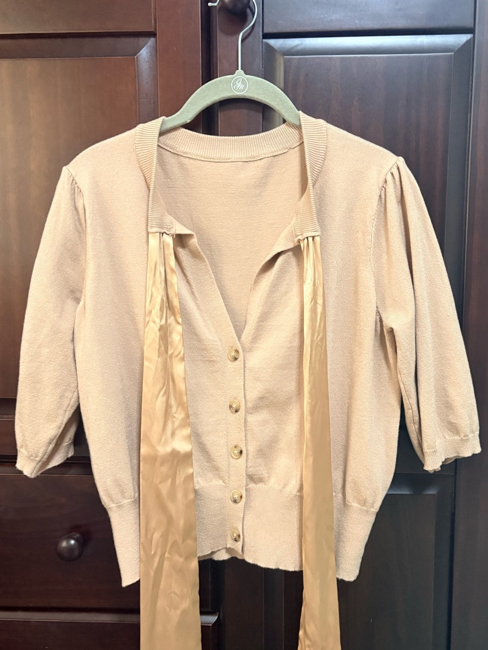 Bow Tie Short Sleeve Cardigan Sweater - Picture 7 of 8